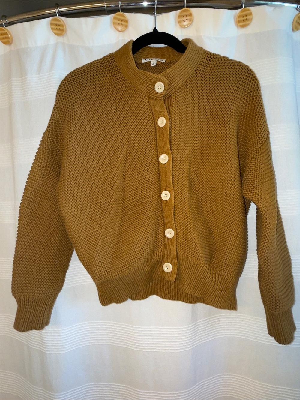 Alex Mill Nico Cardigan Chunky Knit Cardigan Sweater in Mustardy Brown - Picture 3 of 6